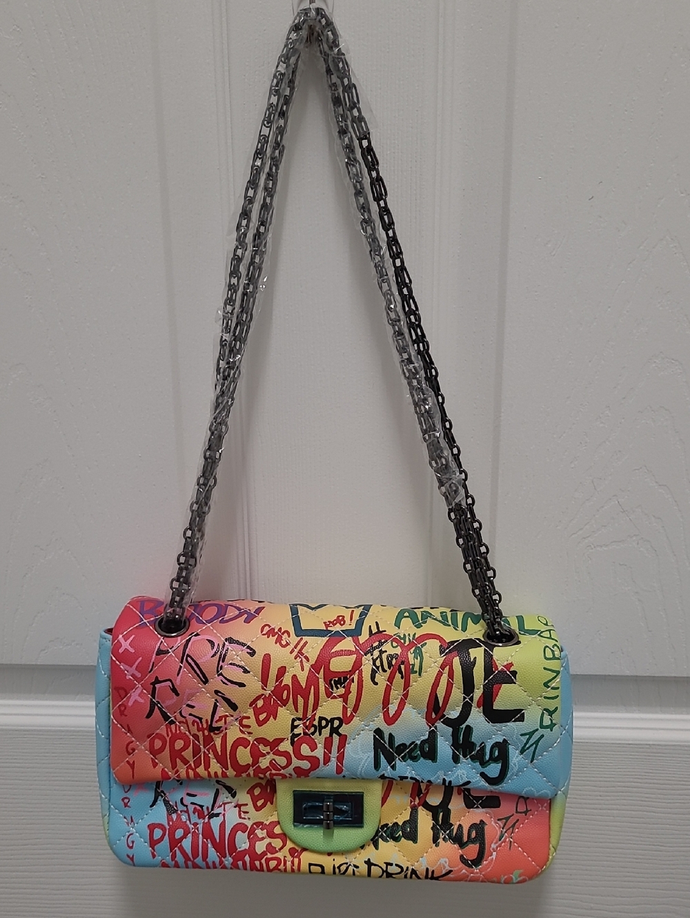 Graffiti Multicolor Shoulder Bag  Med Size Designer Style